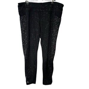 Athleta Fast Lane Be Free Black Multicolor Pocket Leggings Size XL Athletic Yoga